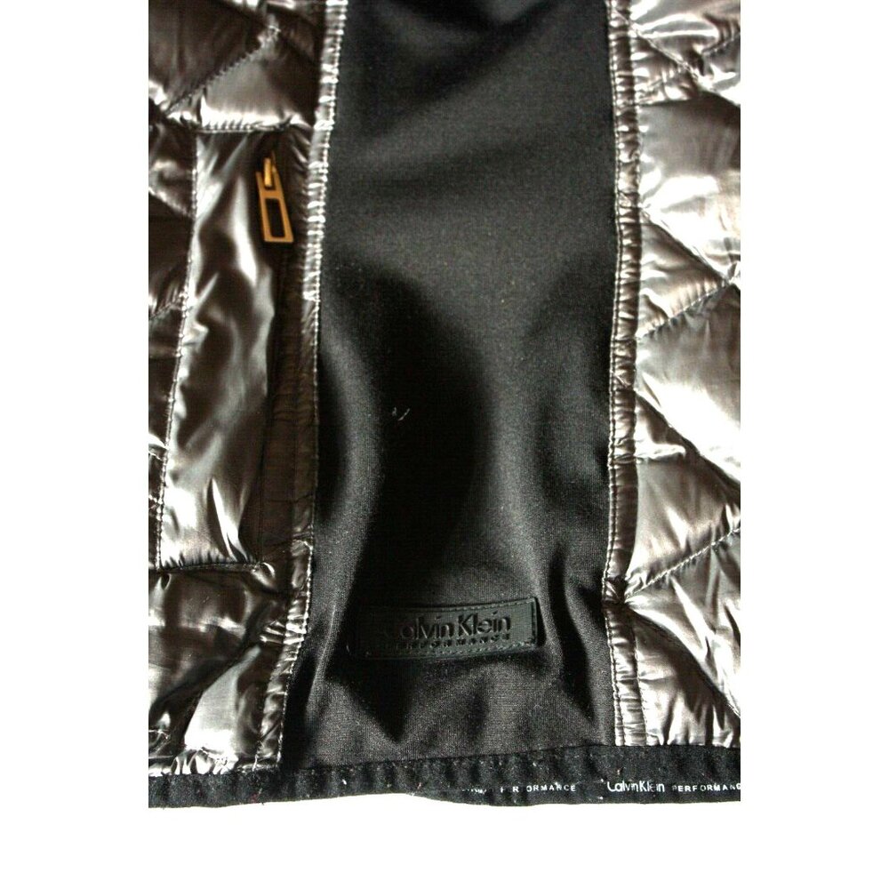 CALVIN KLEIN Puffer Vest Jacket Women's sz M Gray Black Headphone Access - Picture 3 of 6